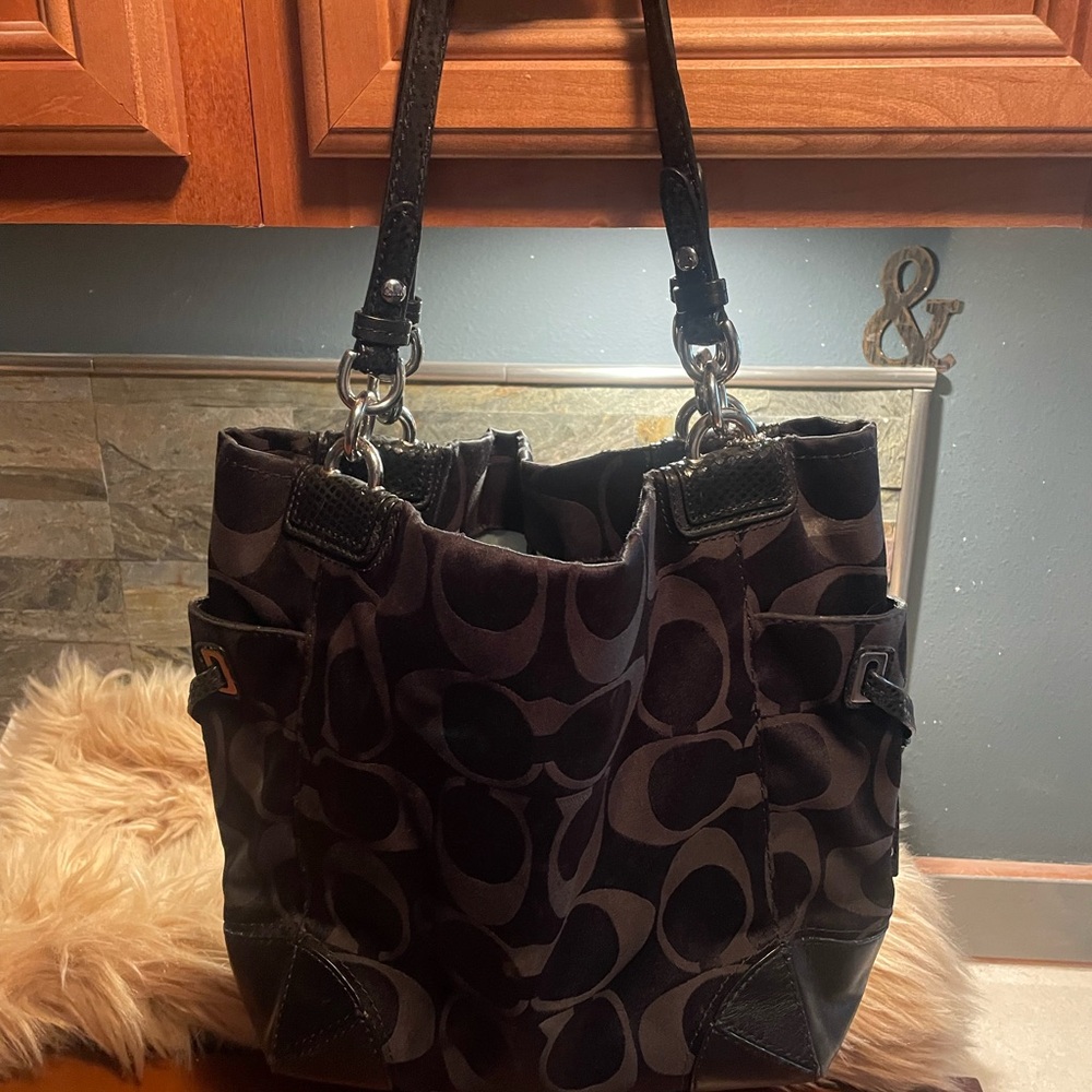 Coach Black Signature Tote Bag